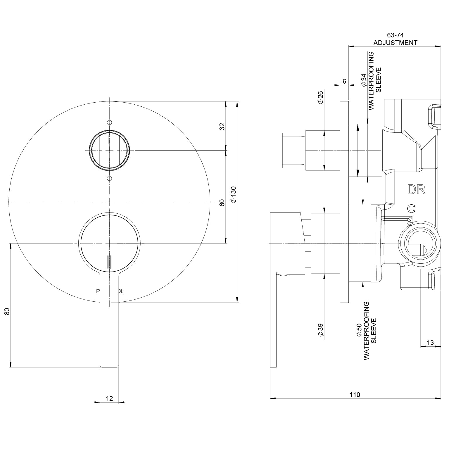 Phoenix Lexi MKII SwitchMix Shower / Bath Diverter Mixer (Complete Kit) Matte Black