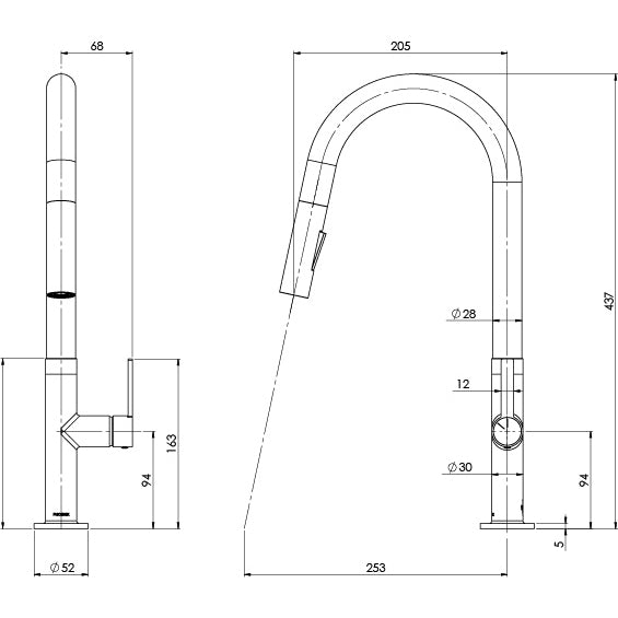 Phoenix Lexi MKII Pull Out Sink Mixer 200mm Chrome - Lead Free