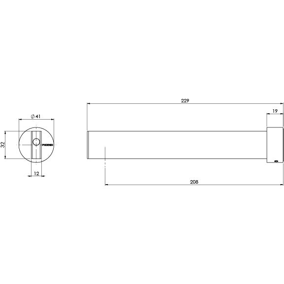 Phoenix Lexi MKII Basin Outlet 200mm Matte Black