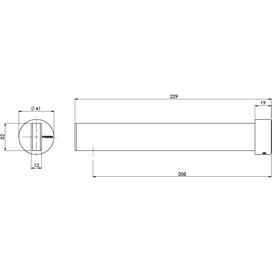 Phoenix Lexi MKII Bath Outlet 200mm Matte Black