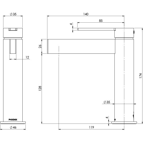 Phoenix Lexi MKII Basin Mixer – Lead Free Brushed Nickel