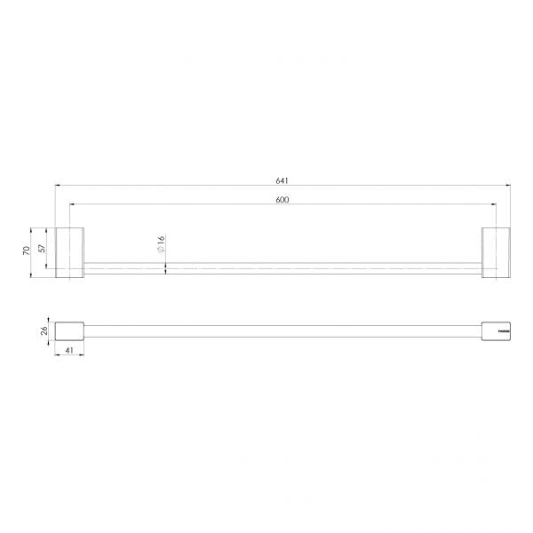 Phoenix Lexi MKII Single Towel Rail 600mm Chrome