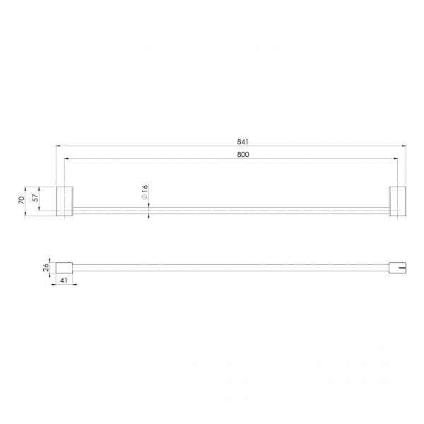 Phoenix Lexi MKII Single Towel Rail 800mm Matte Black