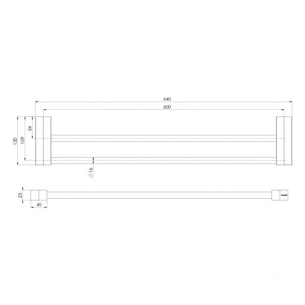 Phoenix Lexi MKII Double Towel Rail 600mm Chrome