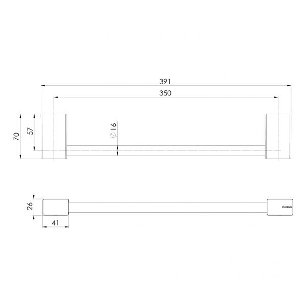 Phoenix Lexi MKII Hand Towel Rail 350mm Matte Black
