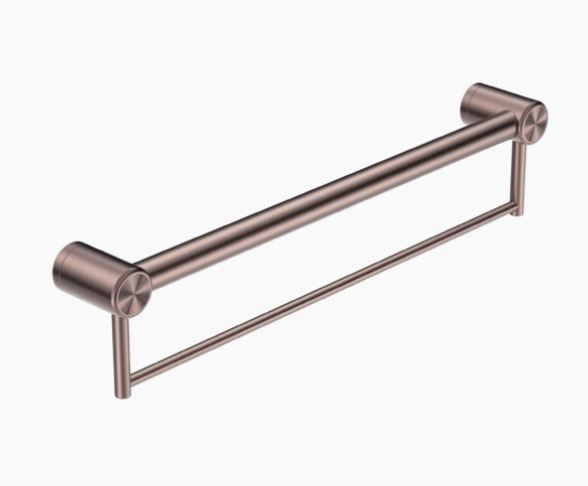 Nero Mecca Care 32mm Grab Rail With Towel Holder Brushed Bronze