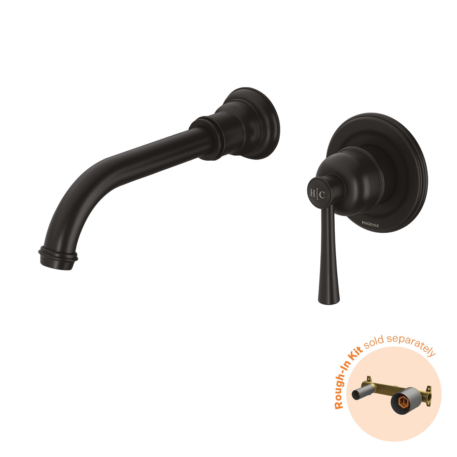 Phoenix Cromford SwitchMix Wall Basin/Bath Mixer Set 180mm Trim Kit Only Matte Black