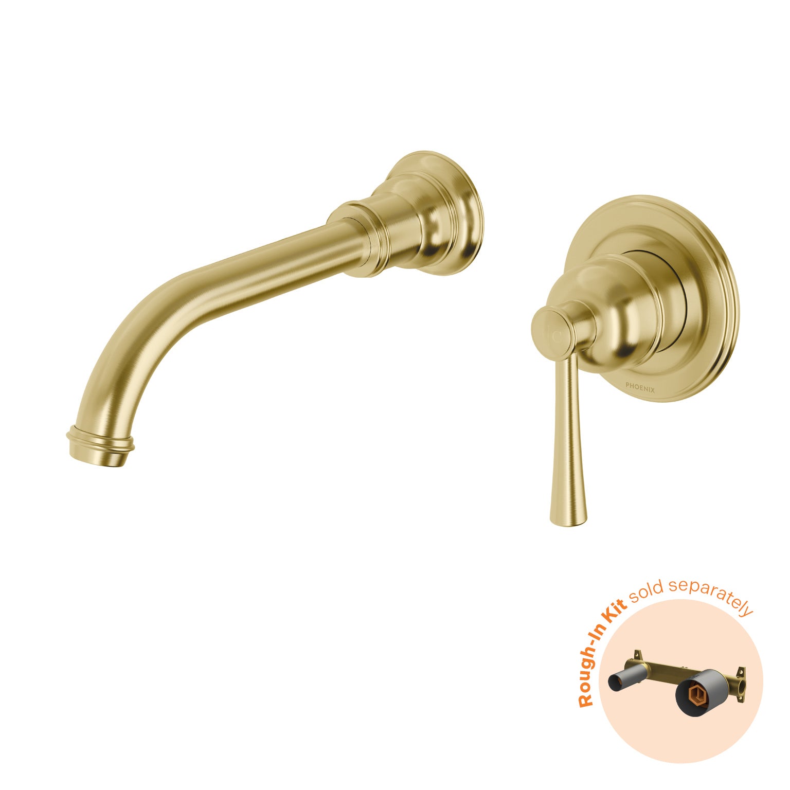 Phoenix Cromford SwitchMix Wall Basin/Bath Mixer Set 180mm Trim Kit Only Brushed Gold