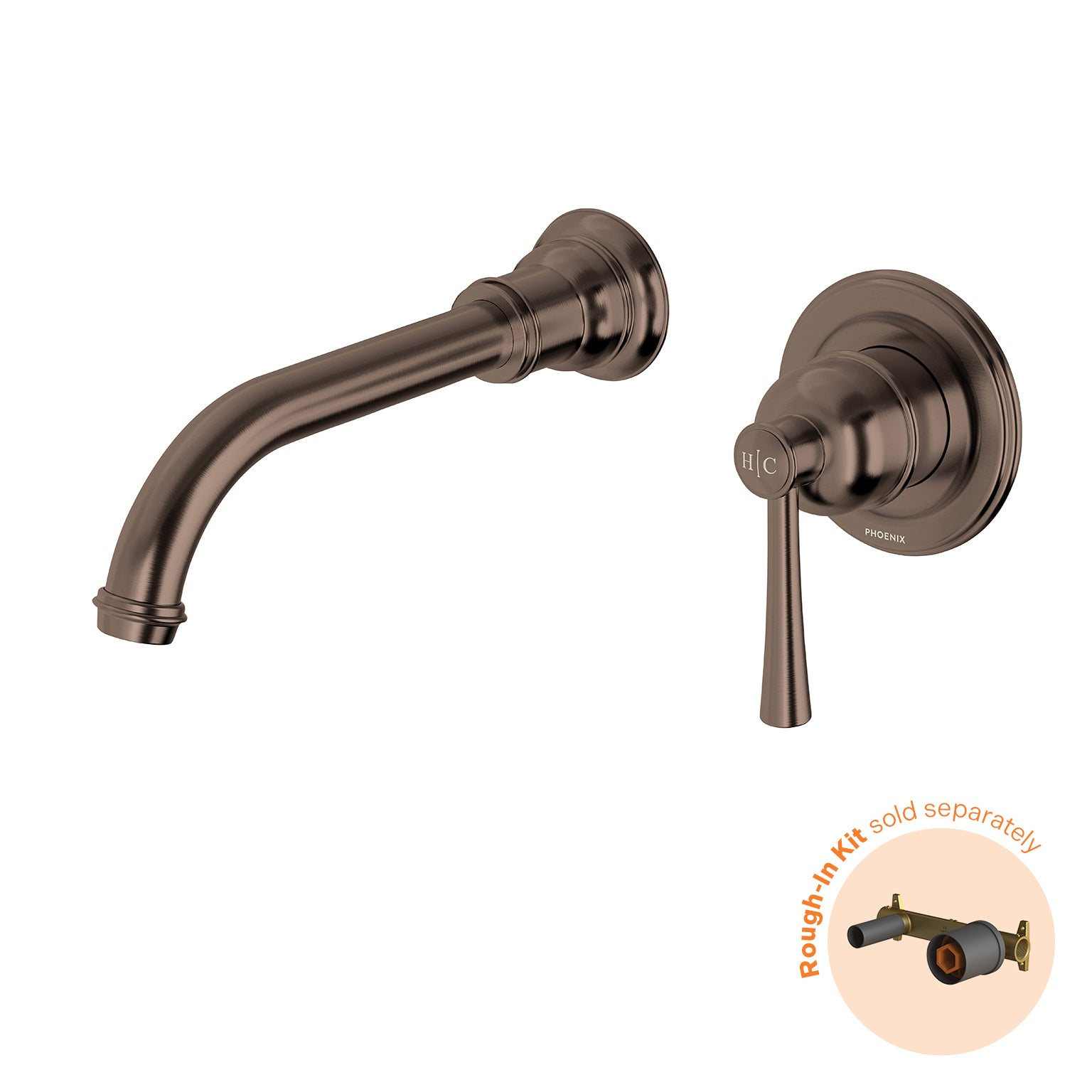 Phoenix Cromford SwitchMix Wall Basin / Bath Mixer Set 180mm (Fit-Off Kit Only) Brushed Bronze – Lead Free