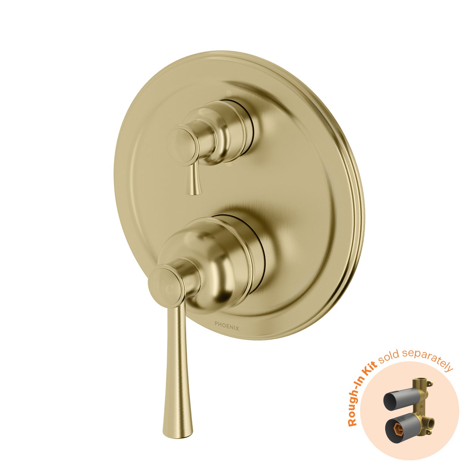 Phoenix Cromford Switch Mix Wall Diverter Mixer Fit Off Kit Only Brushed Gold