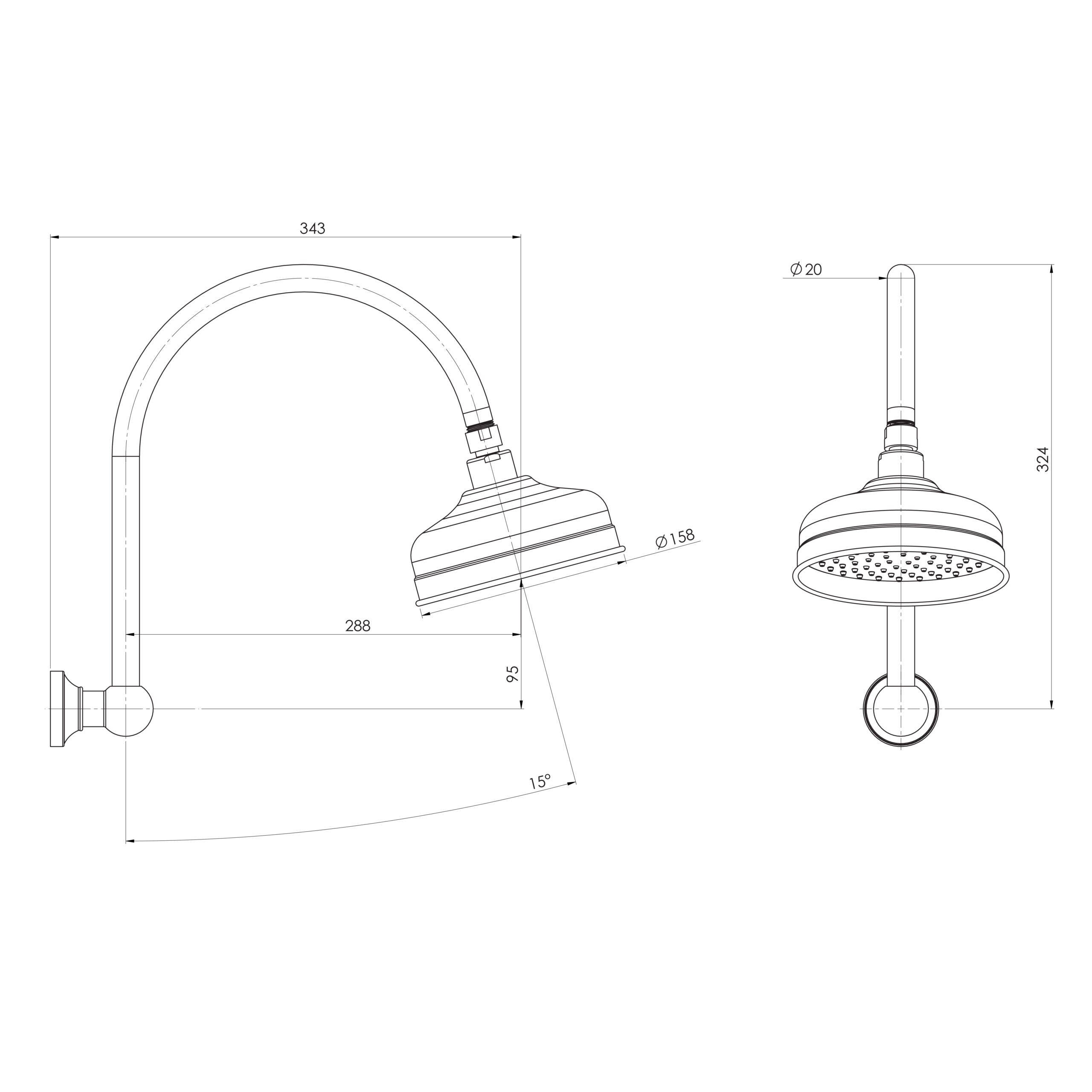 Phoenix Cromford High-Rise Shower Arm and Rose Brushed Bronze