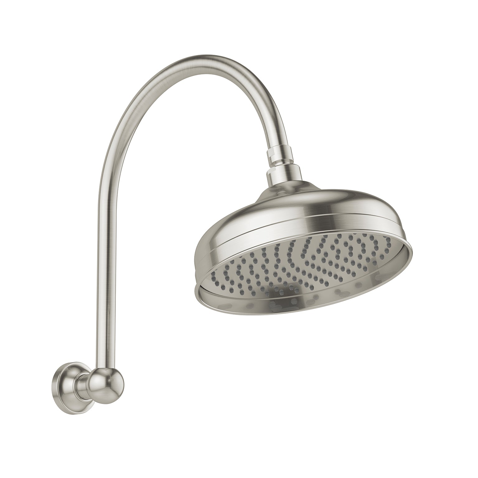 Phoenix Cromford High Rise Shower Arm & Rose 210mm Brushed Nickel