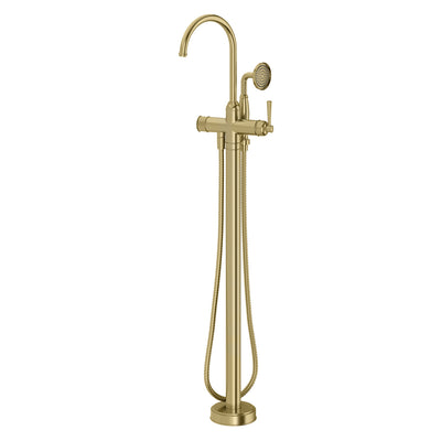 Phoenix Cromford Floor Mounted Bath Mixer With Handshower Brushed Gold