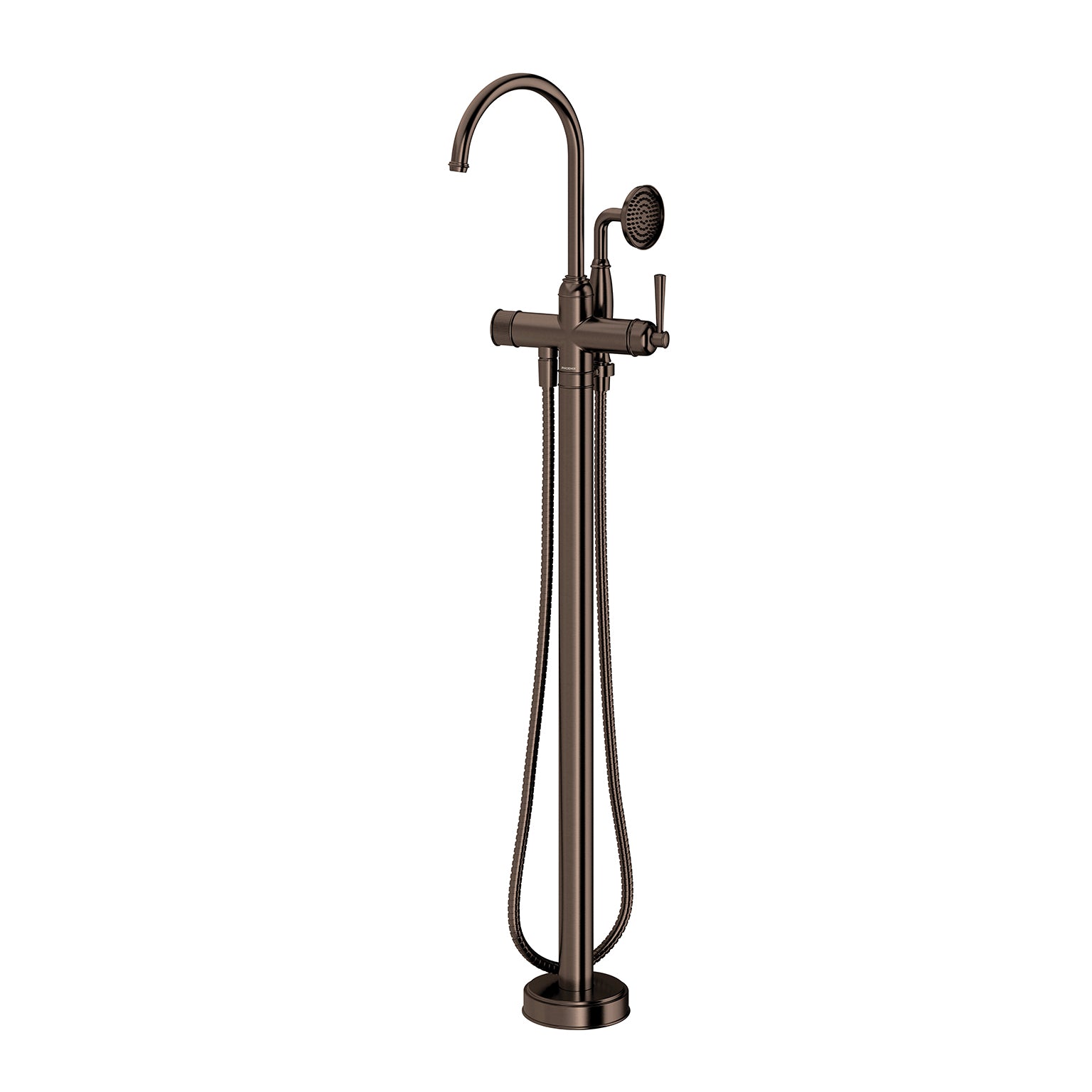 Phoenix Cromford Floor Mounted Bath Mixer with Hand Shower Brushed Bronze