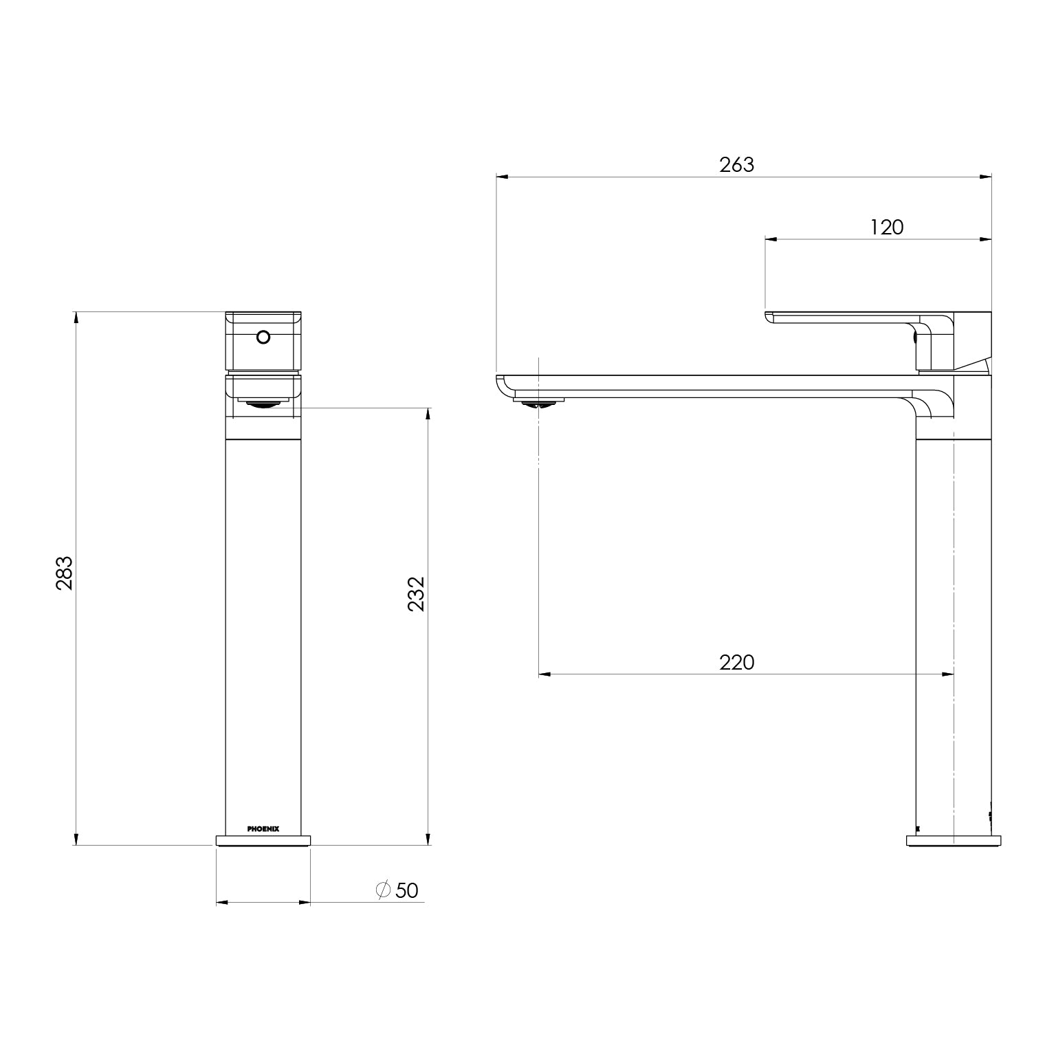 Phoenix Gloss MKII Sink Mixer 220mm – Lead Free Brushed Nickel