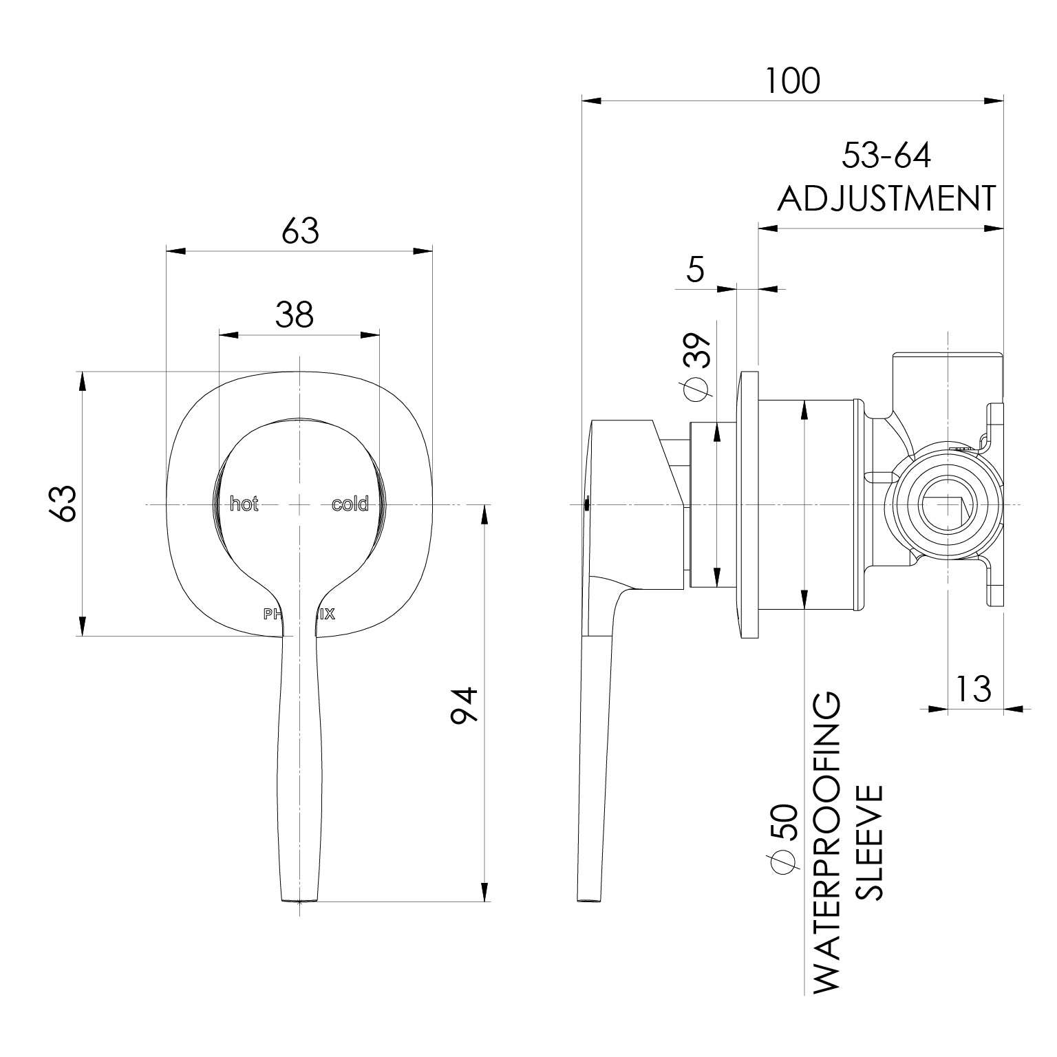 Phoenix Vask SwitchMix Shower / Wall Mixer (Fit-Off Kit Only) Brushed Bronze – Lead Free