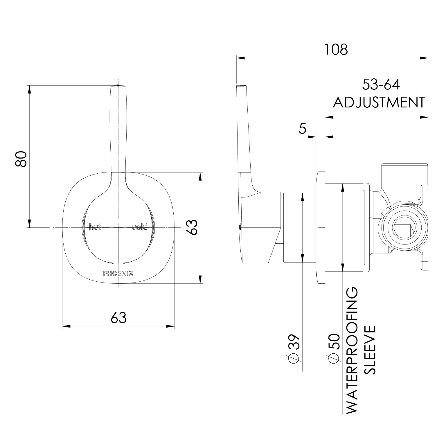 Phoenix Vask SwitchMix Shower / Wall Mixer Pin Up (Fit-Off Kit Only) Brushed Bronze – Lead Free