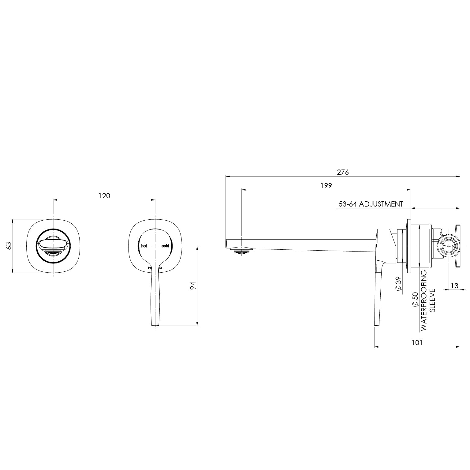 Phoenix Vask SwitchMix Wall Basin / Bath Mixer Set (Complete Kit) Brushed Bronze – Lead Free