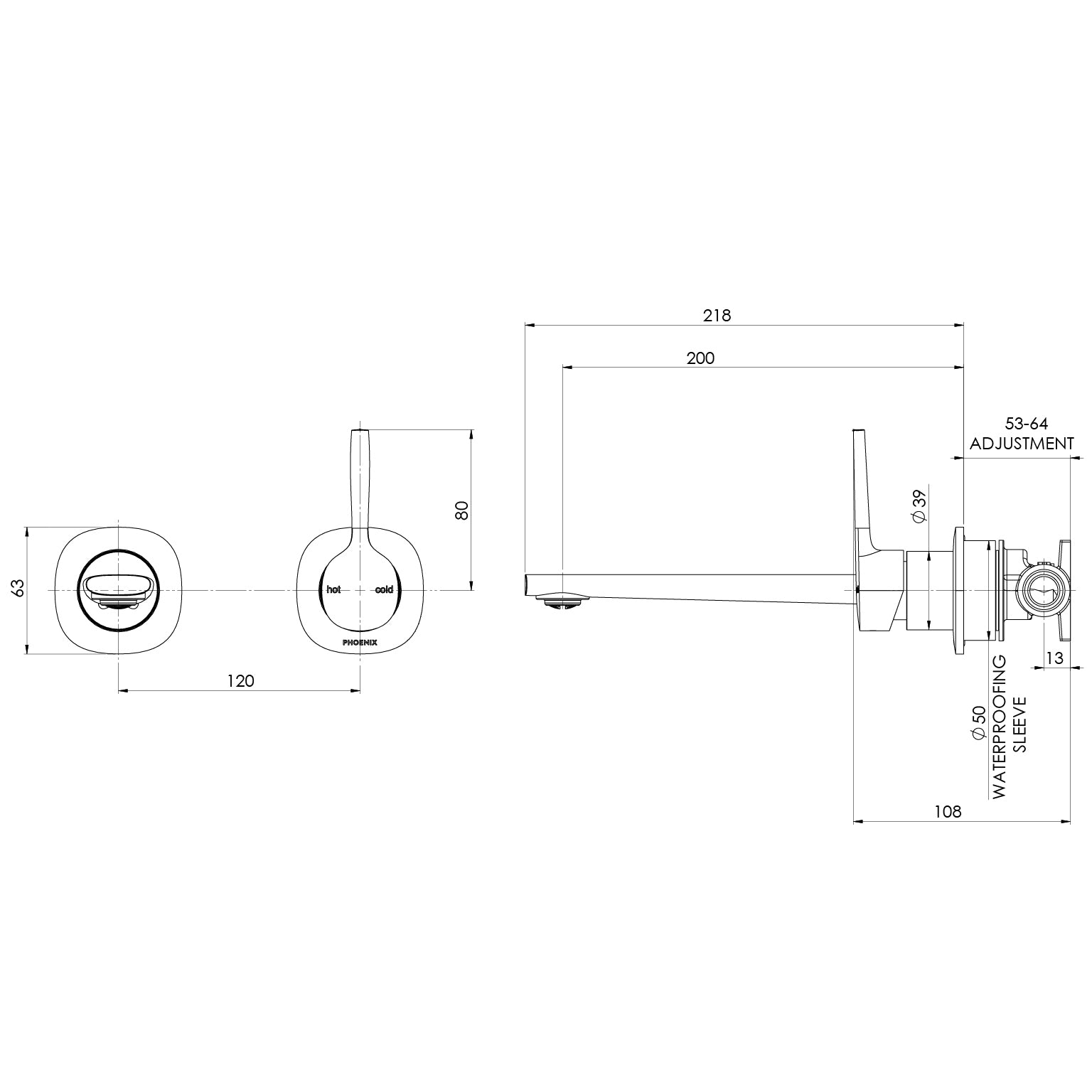 Phoenix Vask SwitchMix Wall Basin / Bath Mixer Set Pin Up (Complete Kit) Brushed Bronze – Lead Free
