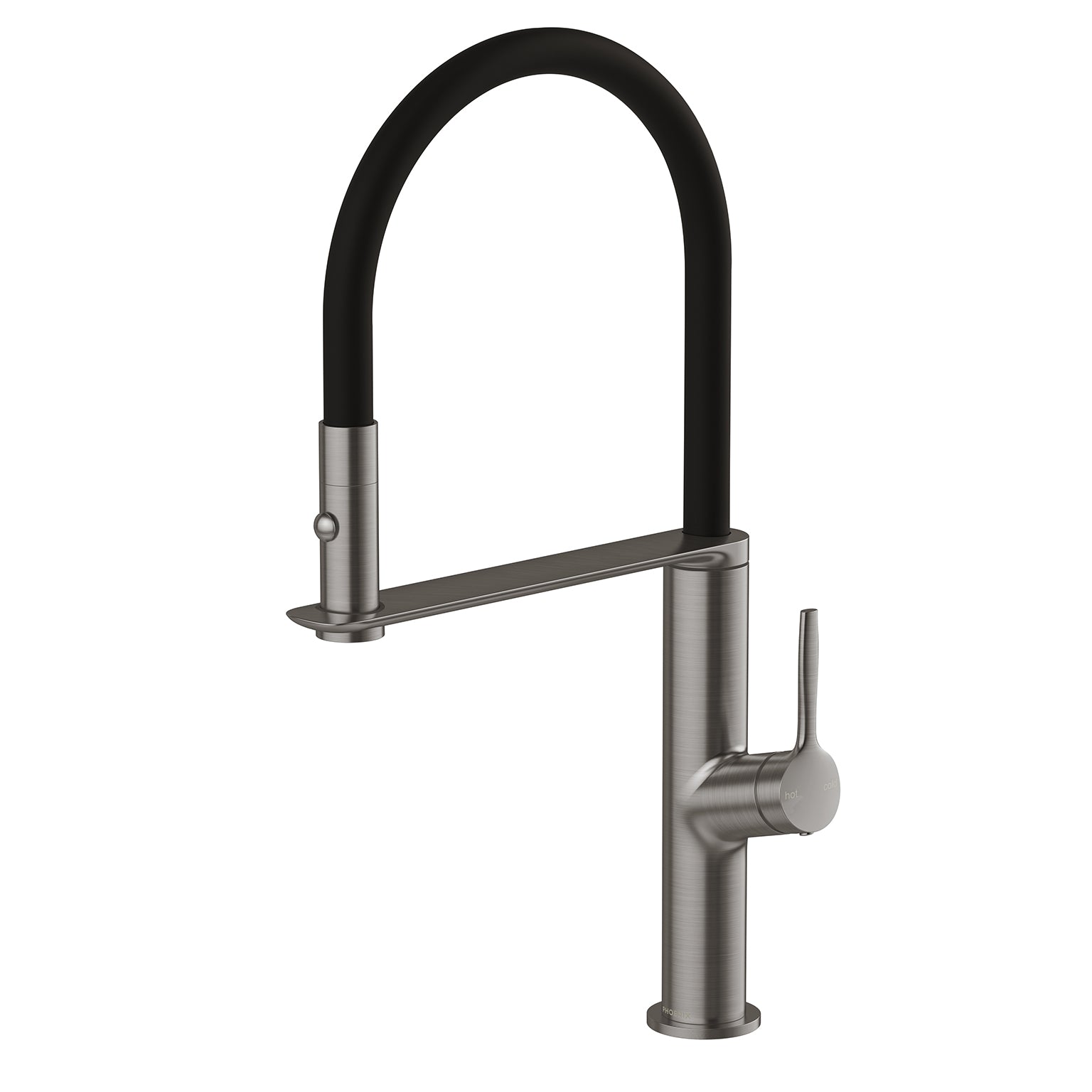 Phoenix Vask Flexible Hose Sink Mixer 200mm Brushed Carbon - Lead Free