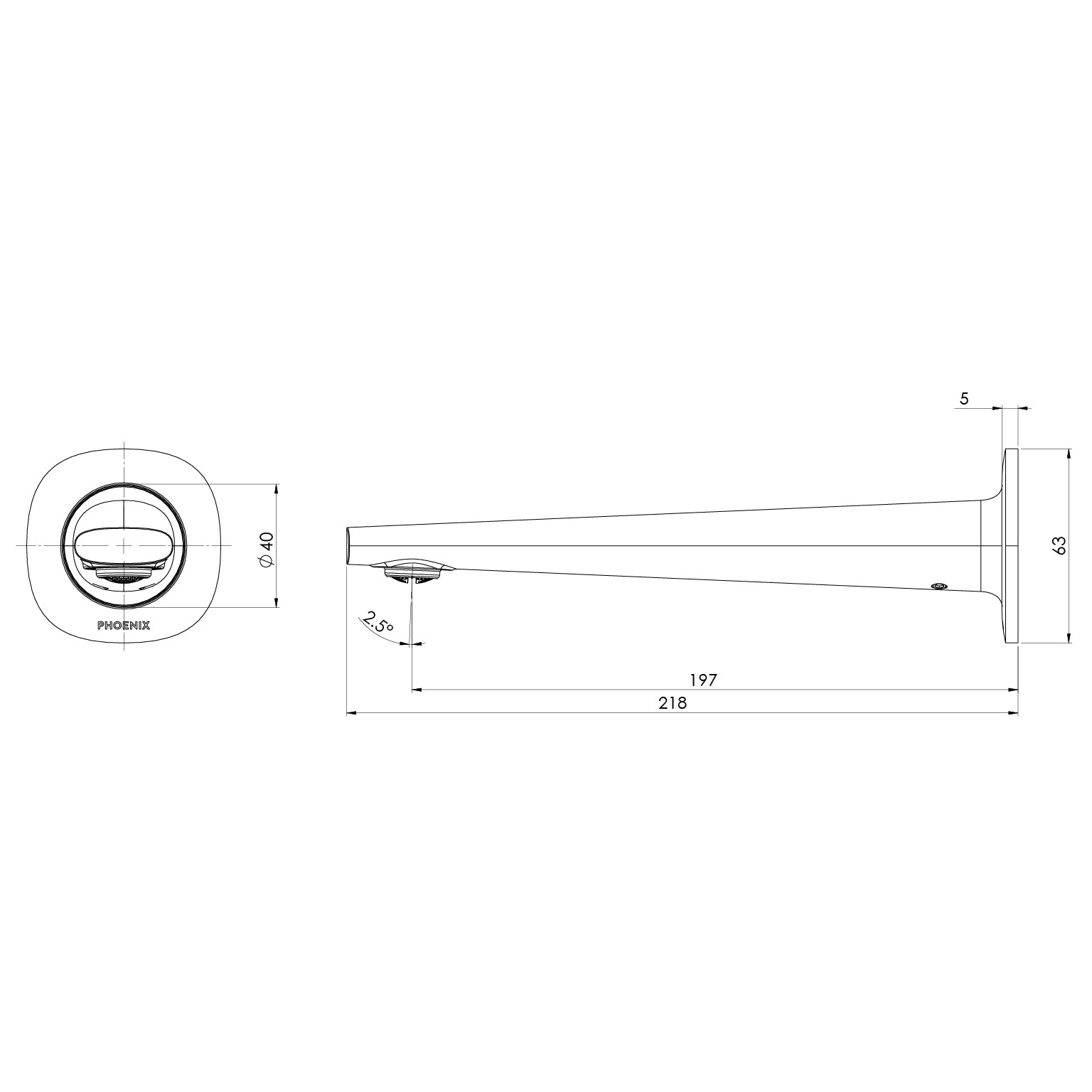 Phoenix Vask Wall Basin / Bath Outlet 200mm Brushed Bronze – Lead Free