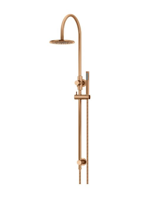 Meir Round Gooseneck Shower Set with 200mm Rose, Single Function Hand Shower Lustre Bronze