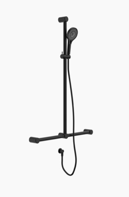 Nero Mecca Care 32mm T Bar Grab Rail And Adjustable Shower Set 110x750mm