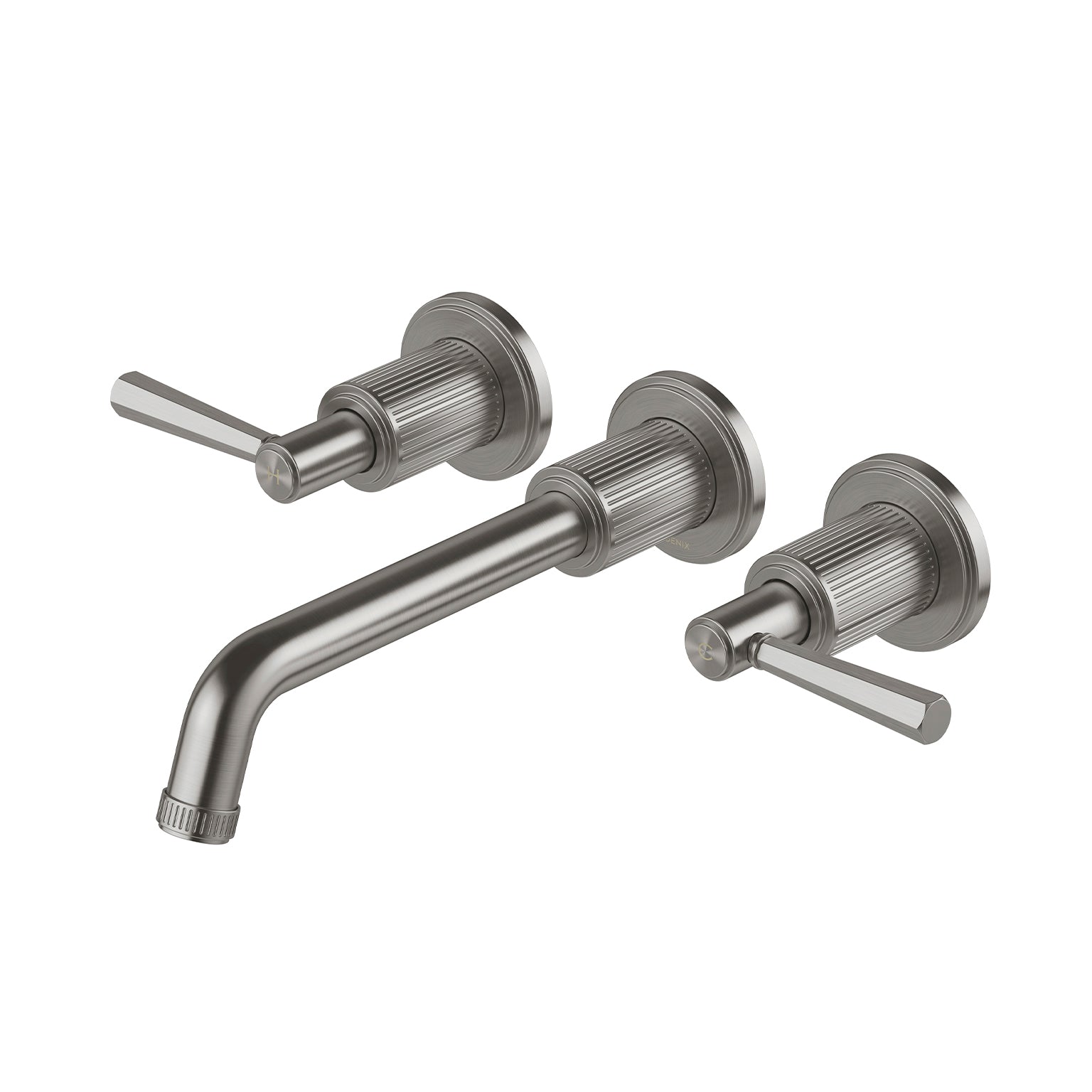 Phoenix Wiltern Wall Basin / Bath Tap Set 190mm Brushed Carbon – Lead Free
