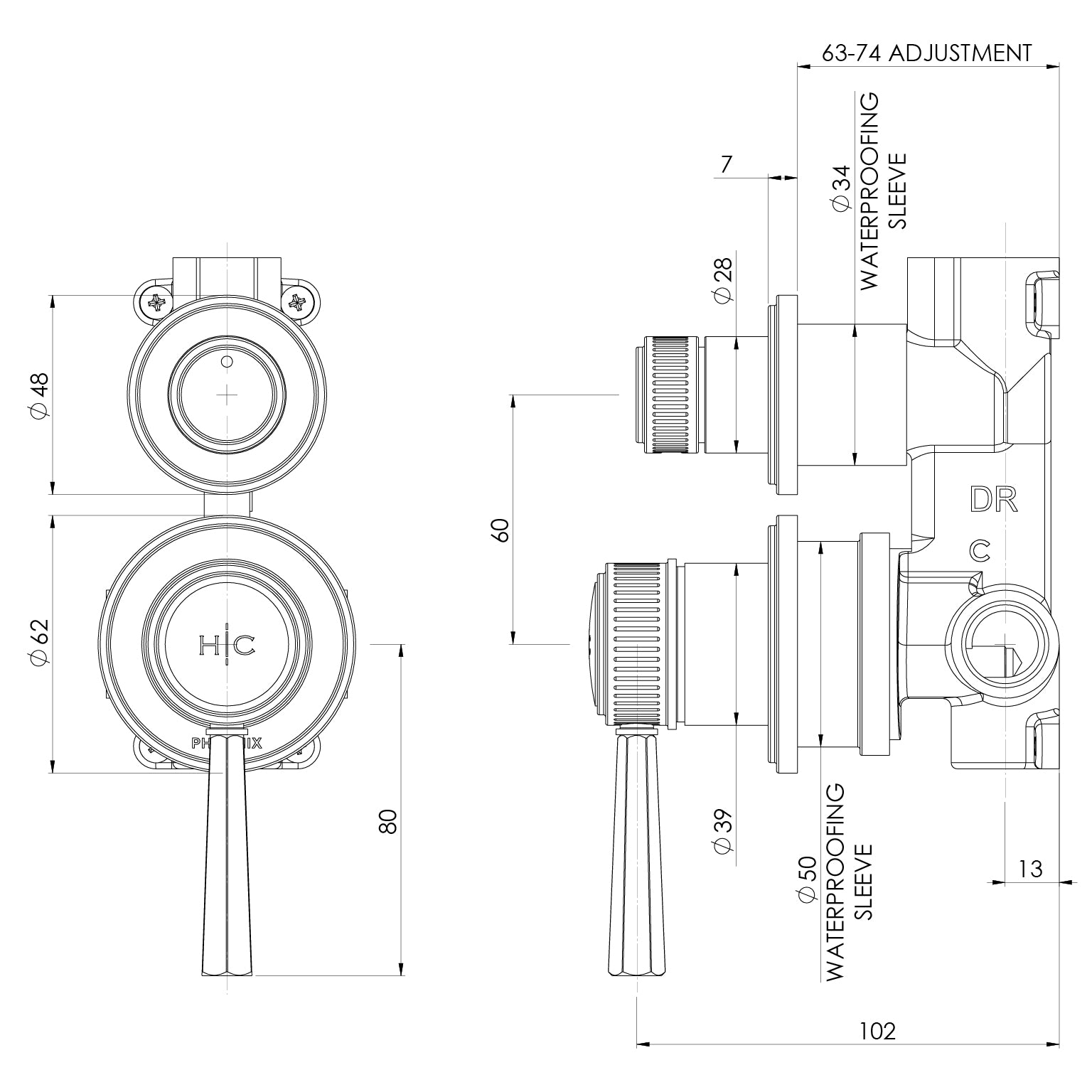 Phoeinx Wiltern SwitchMix Shower / Bath Diverter Mixer Chrome (Fit-Off Kit Only) – Lead Free