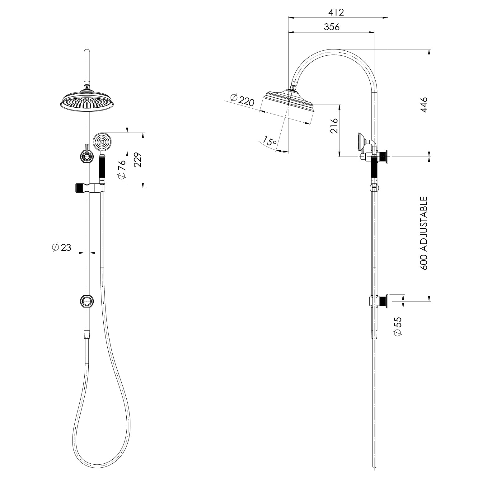 Phoenix Wiltern Twin Shower Chrome