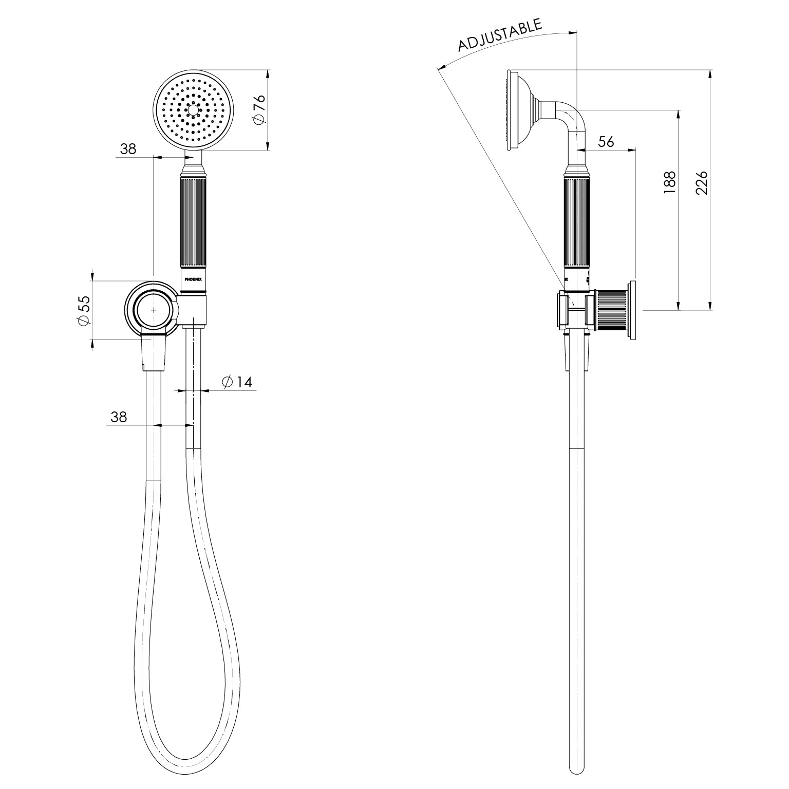 Phoenix Wiltern Hand Shower Chrome