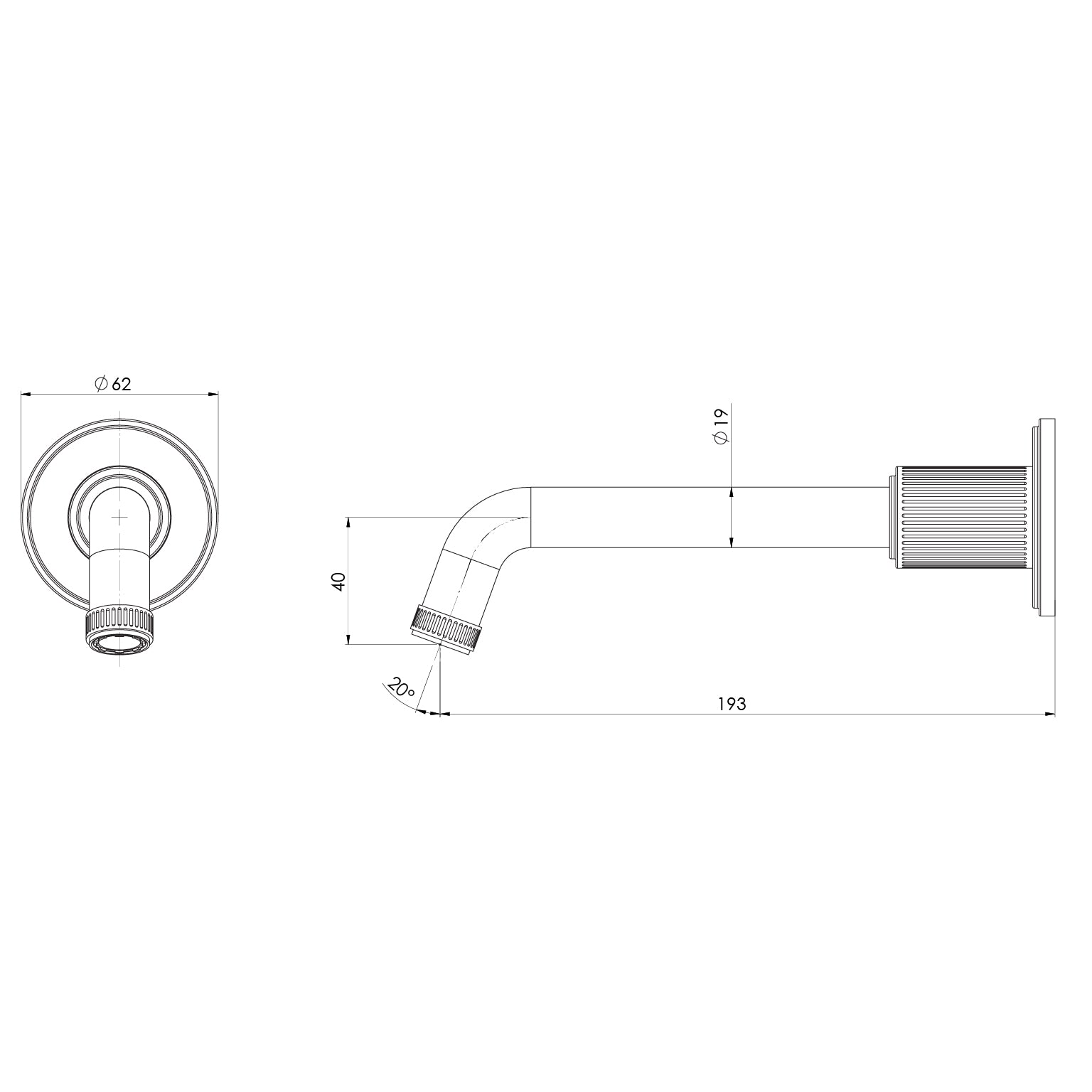Phoenix Wiltern Wall Basin / Bath Outlet 190mm Chrome – Lead Free