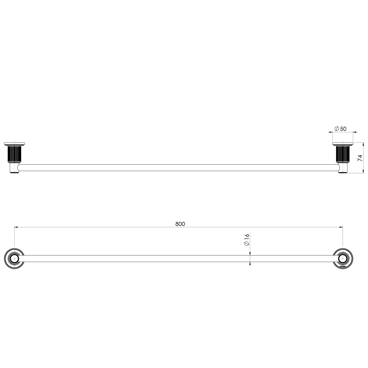 Phoenix Wiltern Single Towel Rail 800mm Chrome