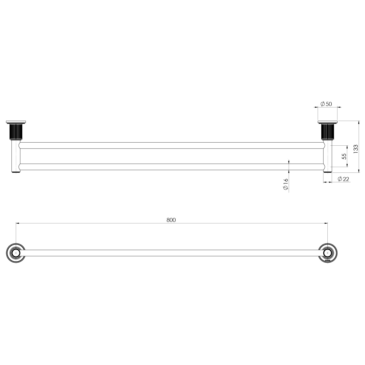 Phoenix Wiltern Double Towel Rail 800mm Chrome