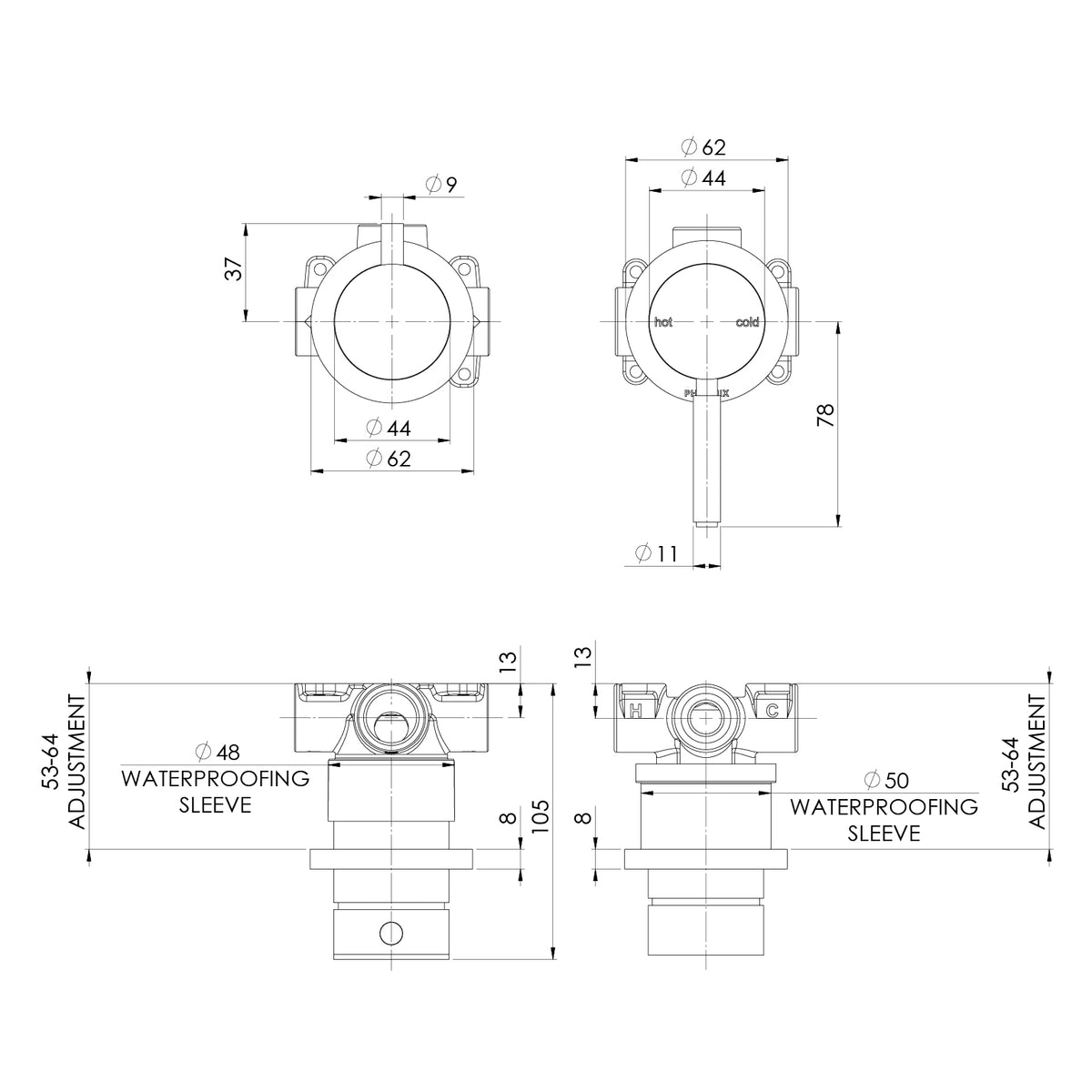 Phoenix Vivid MKII SwitchMix Shower / Bath Diverter Mixer (Fit-Off Kit Only) Brushed Carbon – Lead Free