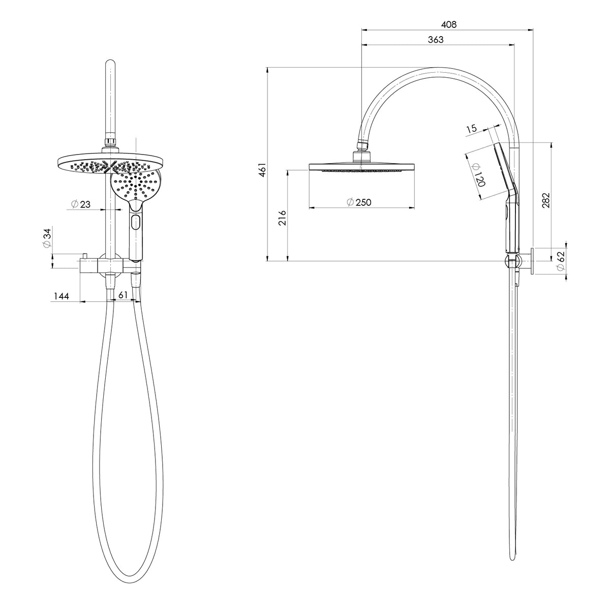 Phoenix Vivid MKII Compact Twin Shower Brushed Carbon