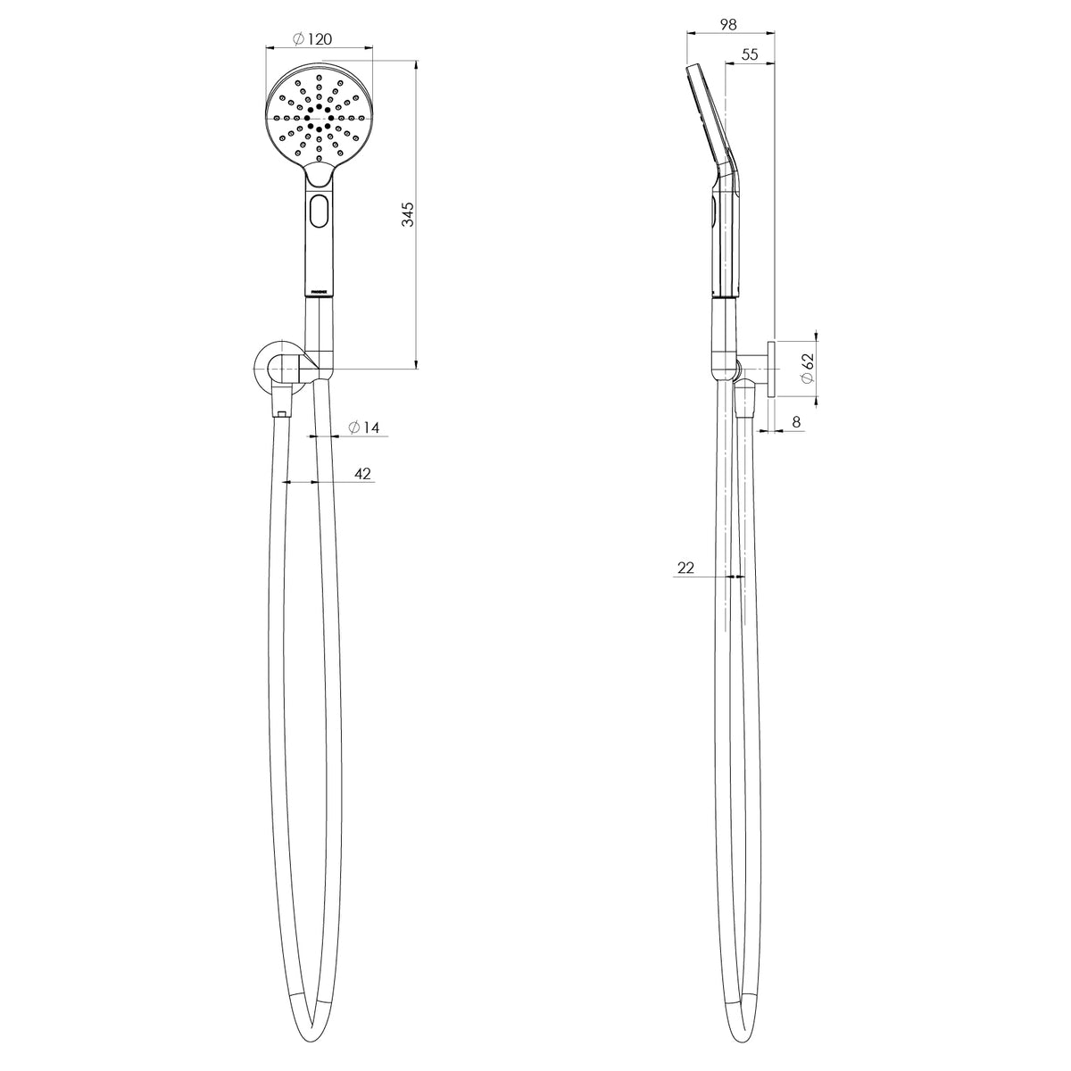 Phoenix Vivid MKII Hand Shower Brushed Carbon