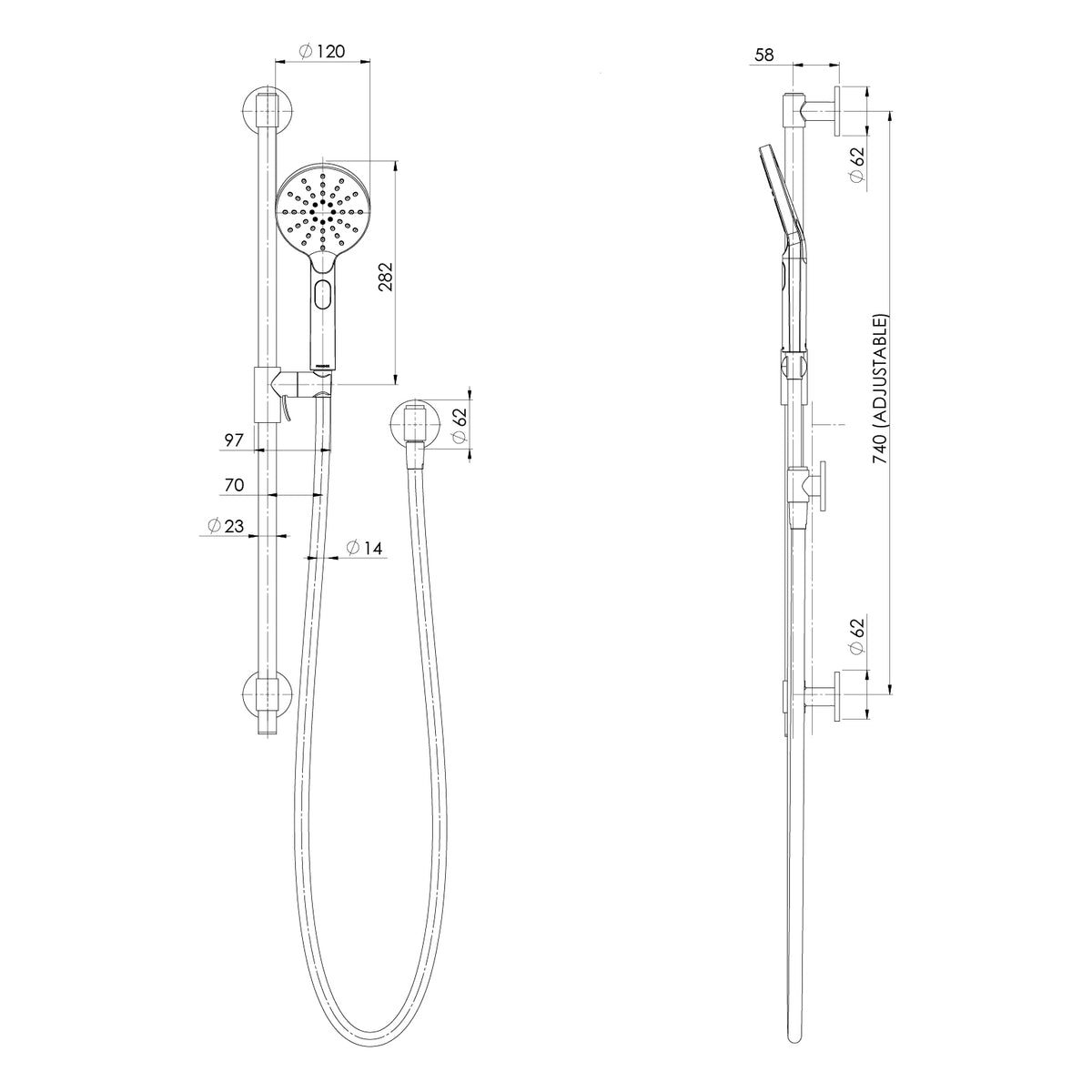 Phoenix Vivid MKII Rail Shower Chrome