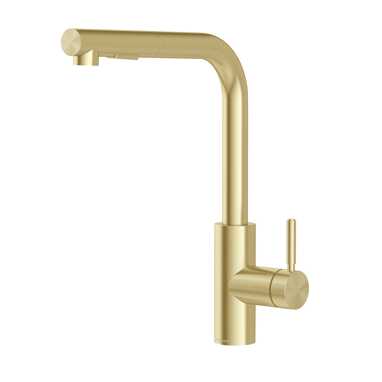 Phoenix Vivid MKII Pull Out Sink Mixer 230mm L Shaped Brushed Gold – Lead Free
