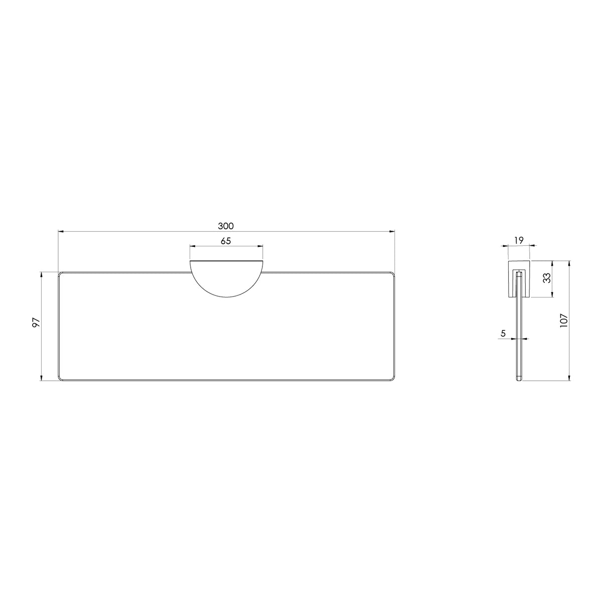 Phoenix Vivid MKII Glass Shelf 300mm Chrome