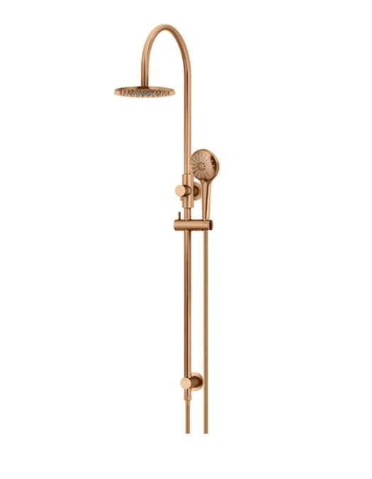 Meir Round Gooseneck Shower Set with 200mm Rose, Three Function Hand Shower Lustre Bronze