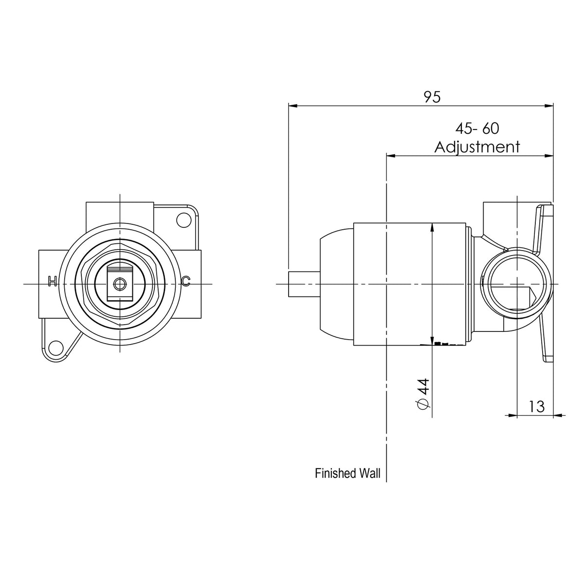 Phoenix Builders Shower / Wall Mixer (Body Only) Brushed Nickel – Lead Free
