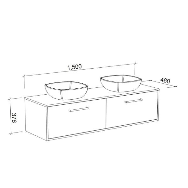 Timberline Delaware Wall Hung Vanity Unit Above Counter Basin