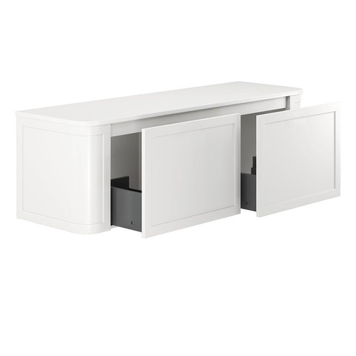 Fienza Mila Curved Satin White 1500 Cabinet with Crystal Pure Stone Top