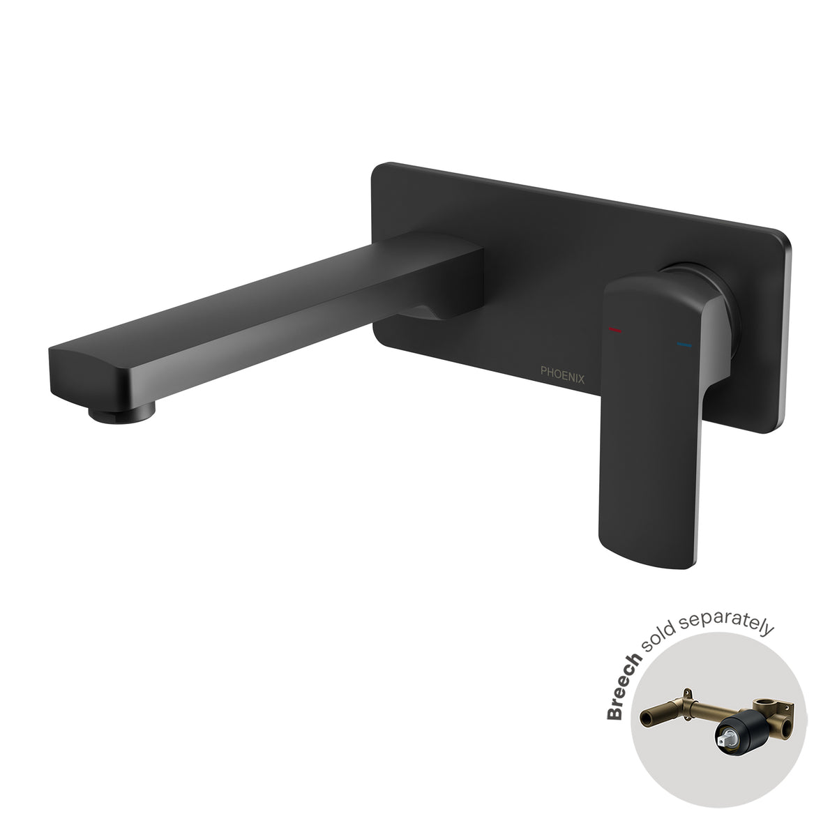 Phoenix Teva Wall Basin / Bath Mixer Set 200mm (Trim Kit Only) 6 Star Matte Black – Lead Free