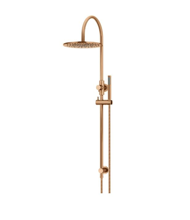 Meir Round Gooseneck Shower Set with 300mm Rose, Single Function Hand Shower Lustre Bronze