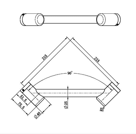 Nero Mecca Care 25mm Footrest Corner Grab Rail 215mm Brushed Bronze