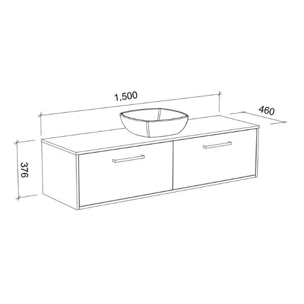 Timberline Delaware Wall Hung Vanity Unit Above Counter Basin