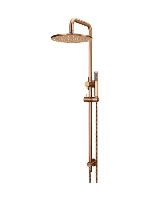 Meir Round Combination Shower Rail 300mm Rose, Single Function Hand Shower Lustre Bronze