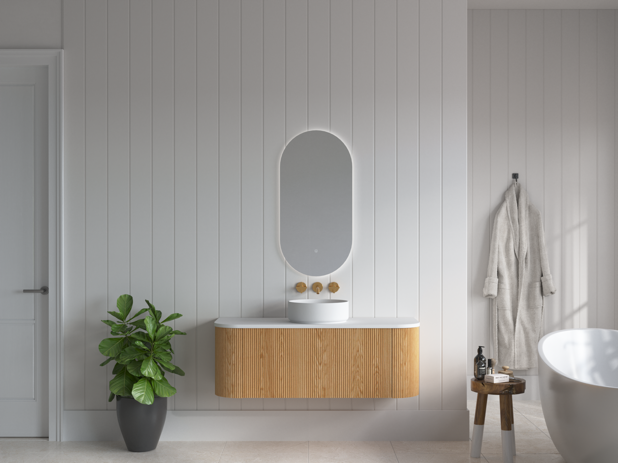 1200mm Portofino Oak Flute Vanity Unit